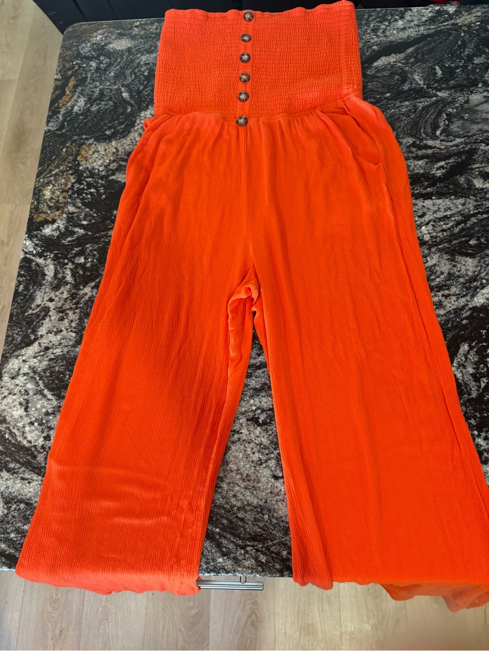 VENUS Bright Orange Strapless Palazzo Wide-Leg Jumpsuit